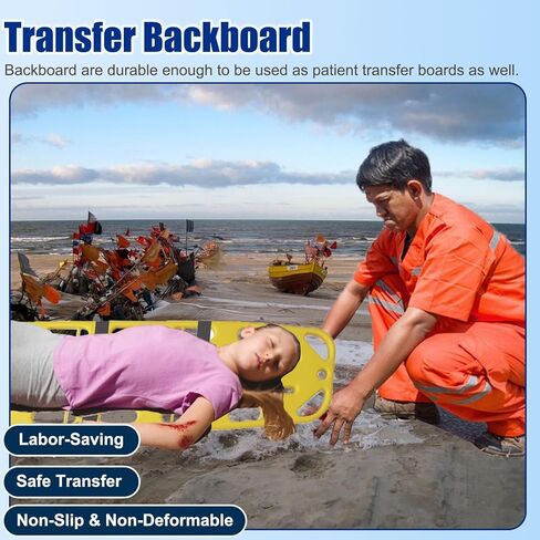 Lightweight Emergency Rescue Transfer Board with Straps - Spine Immobilization for Adults, Ideal for Public Swimming Pools & Water Rescue Situations in Saudi Arabia