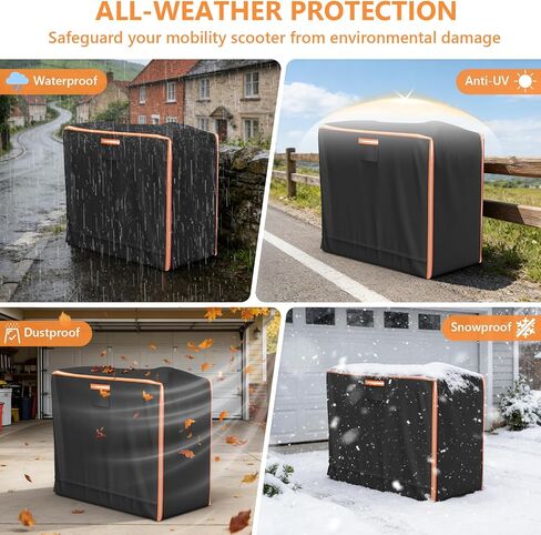 Mobility Scooter Storage Cover 49"L x 23"W x 41"H Black Mobility Scooter Cover Waterproof Outdoor Fully Enclosed with Reflective Strips Suitable for Indoor & Outdoor Storage and Travel in Kuwait