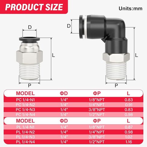 1/4 "OD إلى 3/8" NPT الموضوع الكوع الذكور ومجموعة مستقيمة توصيل سريع الهواء المناسب موصل قفل دفع هوائي (حزمة من 12) in Kuwait