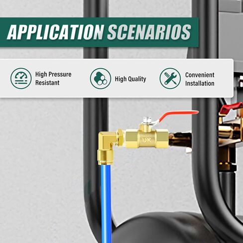 5PCS Brass 90 Degree Elbow DOT Push to Connect Fittings, 3/8" OD x 1/2" NPT Male Union Tube Air Brake Line Fittings for Truck Trailer Air Brake Line and Industrial Pneumatic Systems in Kuwait