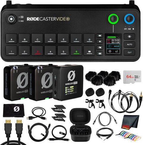 RODE RODECaster Video All-in-One Production Console | Integrated Audio & Video Mixer with Multi-Camera Switching, Touchscreen Control & USB-C Interface + RODE Wireless PRO Wireless Microphone + More in Saudi Arabia