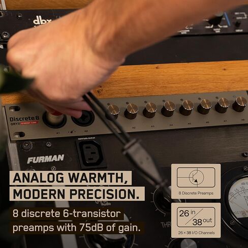 Antelope Audio Discrete 8 Oryx - واجهة صوت USB احترافية ذات 8 قنوات مع مضخمات ميكروفون من الفئة A، وDSP FX منخفض زمن الاستجابة، وI/O على مدار الساعة، ومضخم صوت و4 مخارج لسماعات الرأس - واجهة موسيقى الاستوديو لأجهزة Mac والكمبيوتر الشخصي in Kuwait