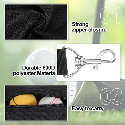 2 Pcs Golf Tee Pouch Golf Tee Bag Accessory Bag with Zipper & Clip for Men Women in Saudi Arabia
