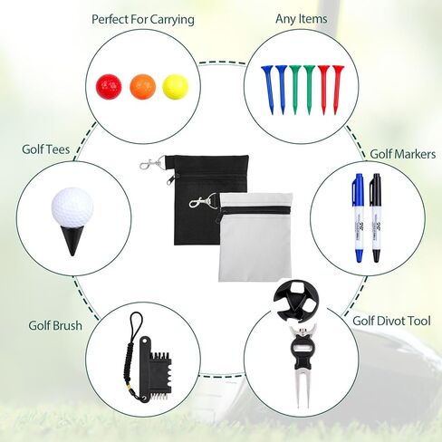 2 Pcs Golf Tee Pouch Golf Tee Bag Accessory Bag with Zipper & Clip for Men Women in Saudi Arabia