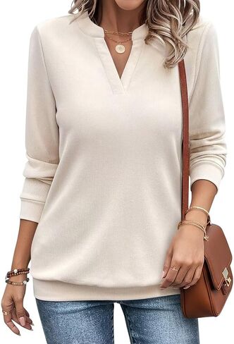 eadinve womens v الرقبة الأكمام طويلة الأكمام ذات الأكمام الخفيفة الوزن pullover لطيف الأزياء لطيف السقوط ملابس تونك قمم 2025 in Saudi Arabia