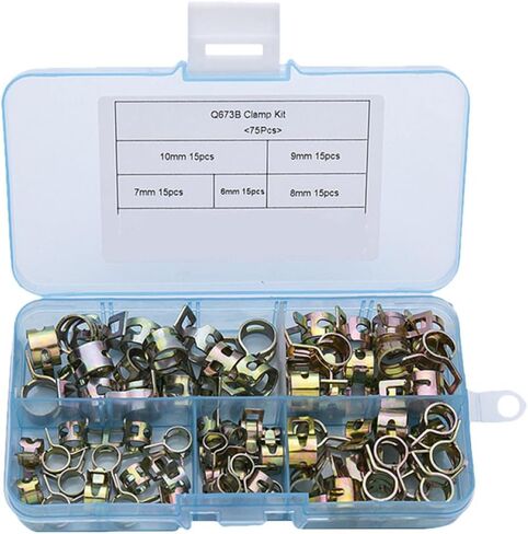 INOOMP 75pcs Spring Clamps Hose Fitting Clamps M6 M7 M8 M9 M10 Metal Adjustable Fluid and Gas Tube Clips for Industrial Plumbing and Hydraulic Applications in Saudi Arabia