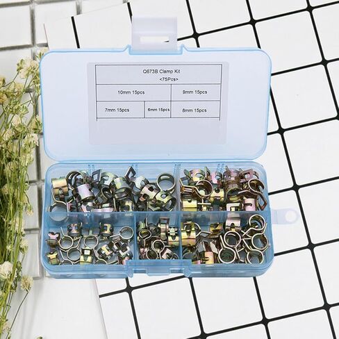 INOOMP 75pcs Spring Clamps Hose Fitting Clamps M6 M7 M8 M9 M10 Metal Adjustable Fluid and Gas Tube Clips for Industrial Plumbing and Hydraulic Applications in Saudi Arabia