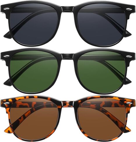 نظارات شمسية دائرية للنساء والرجال - نظارات شمسية عصرية كلاسيكية من التسعينيات، حماية من الأشعة فوق البنفسجية 400، أنيقة وخفيفة الوزن in Kuwait