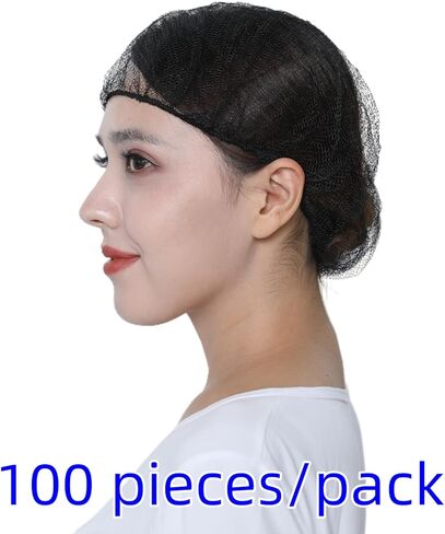 Disposable Nylon mesh hat, Breathable, Soft and Comfortable Dining Service, Nylon Restaurant Hair net, 24 inches, 100 Pieces Black in Saudi Arabia