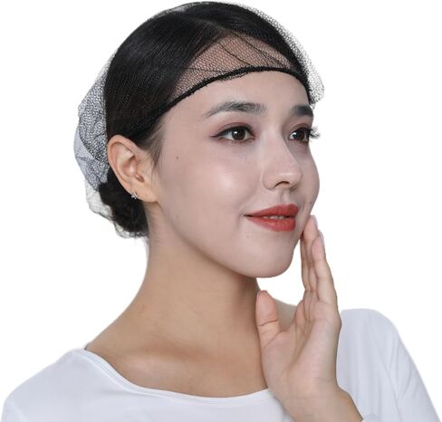 Disposable Nylon mesh hat, Breathable, Soft and Comfortable Dining Service, Nylon Restaurant Hair net, 24 inches, 100 Pieces Black in Saudi Arabia