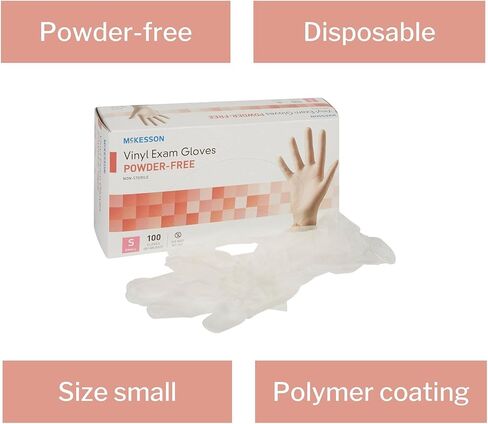 McKesson Vinyl Exam Gloves, Non-Sterile, Powder-Free, Small, 100 Count, 1 Box in Saudi Arabia