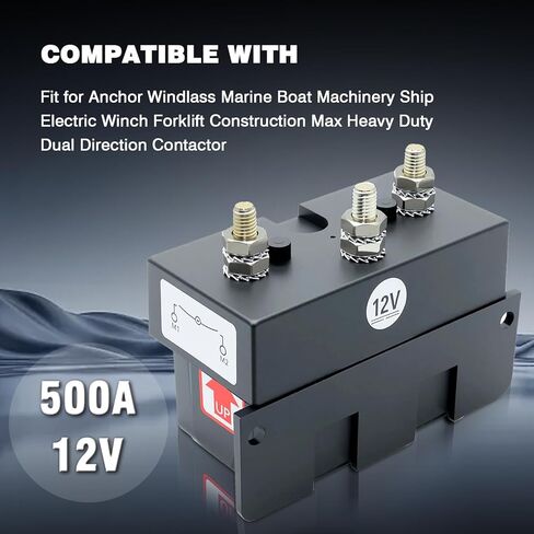 3-Wire Tripolar Reverse Solenoid Control Box Fit for Anchor Windlass Marine Boat Electric Machinery Ship Winch Forklift Construction Max Heavy Duty Dual Direction Contactor 12V in Kuwait