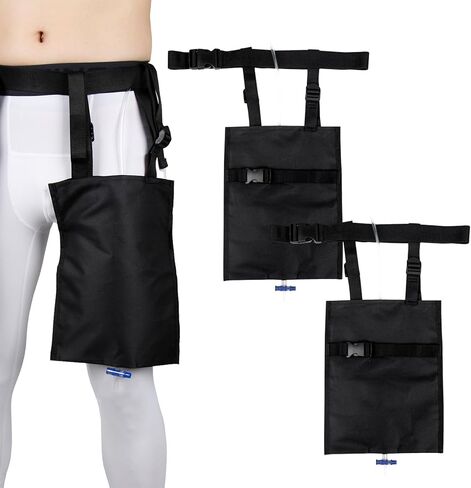 حامل حقيبة قسطرة للساق قابل للتعديل بثلاثة اتجاهات، وأشرطة للخصر والساق + حقيبة قابلة لضبط الارتفاع للعناية الآمنة بالقسطرة/الفغرة - حقيبة آمنة بدون استخدام اليدين للرجال والنساء in Kuwait