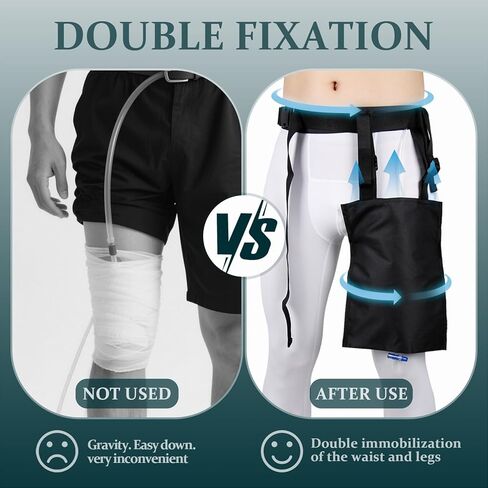 حامل حقيبة قسطرة للساق قابل للتعديل بثلاثة اتجاهات، وأشرطة للخصر والساق + حقيبة قابلة لضبط الارتفاع للعناية الآمنة بالقسطرة/الفغرة - حقيبة آمنة بدون استخدام اليدين للرجال والنساء in Kuwait