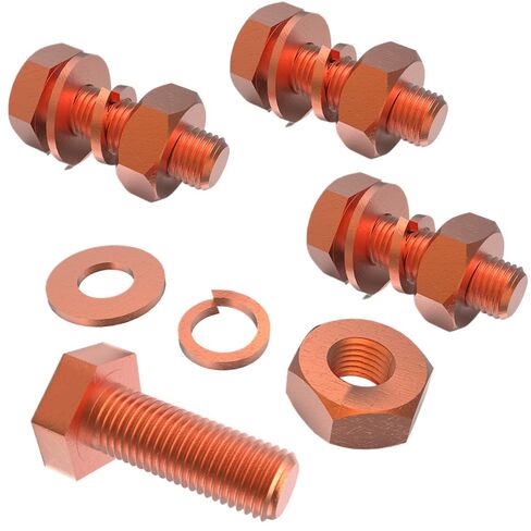 4 قطع مسامير سداسية M8 X 60 مم + صواميل سداسية M8 + غسالات مسطحة + طقم غسالات قفل زنبركي، T2 مسمار سداسي الرأس من النحاس النقي الموصل in Kuwait