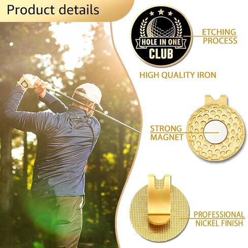 Hole in One Club Black Gold Golf Ball Marker with Magnetic Hat Clip, Golf Accessories for Men Women, Golf Gifts for Men Women Golfer, Birthday Retirement Gifts for Golf Lover Golf Fan?B? in Kuwait