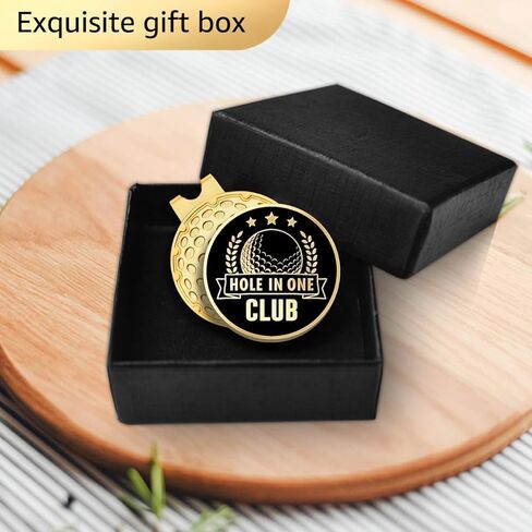 Hole in One Club Black Gold Golf Ball Marker with Magnetic Hat Clip, Golf Accessories for Men Women, Golf Gifts for Men Women Golfer, Birthday Retirement Gifts for Golf Lover Golf Fan?B? in Kuwait