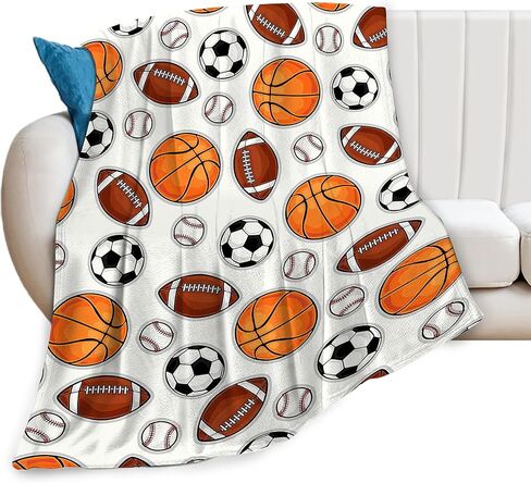 Sports Decor Ball Blanket Basketball Baseball Football Soccer Throw Blanket Warm Cozy Fleece Sports Gifts Blanket for Boys Girls Kids Teens Fans 40"X50" in Saudi Arabia