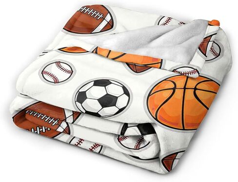Sports Decor Ball Blanket Basketball Baseball Football Soccer Throw Blanket Warm Cozy Fleece Sports Gifts Blanket for Boys Girls Kids Teens Fans 40"X50" in Saudi Arabia