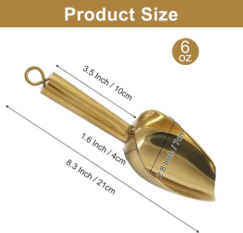 Hitefu 6oz Stainless Steel Gold Ice Scoop, Small Metal Food Scoop for for Candy, Pet Food, Kitchen, Bar, Beach & Parties, Easy for Cleaning in Saudi Arabia