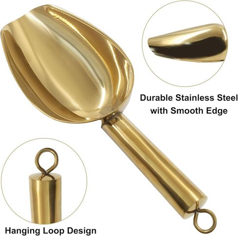 Hitefu 6oz Stainless Steel Gold Ice Scoop, Small Metal Food Scoop for for Candy, Pet Food, Kitchen, Bar, Beach & Parties, Easy for Cleaning in Saudi Arabia
