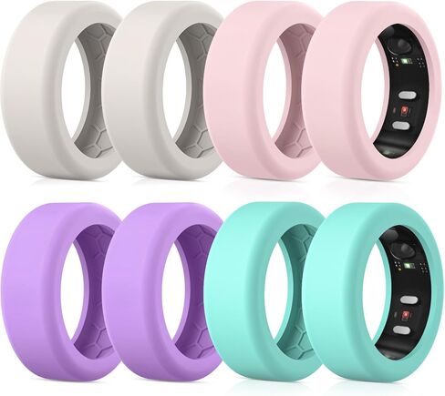 8 عبوات من الأغطية متوافقة مع RingConn Gen 2/Gen 2 Air/Gen 1، واقي حلقة سيليكون مرن مضاد للخدش للتمرين للنساء والرجال، S لـ 6/7/8/9/10 (اللون-A) in Kuwait