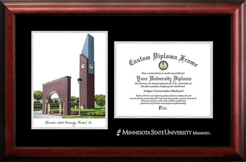 Campus Images NCAA Mankato Mavericks Unisex Silver Medallion Frame Minnesota State University, Mankato 11w x 8.5h Silver Embossed Diploma Frame Lithograph, Brown, One Size in Saudi Arabia