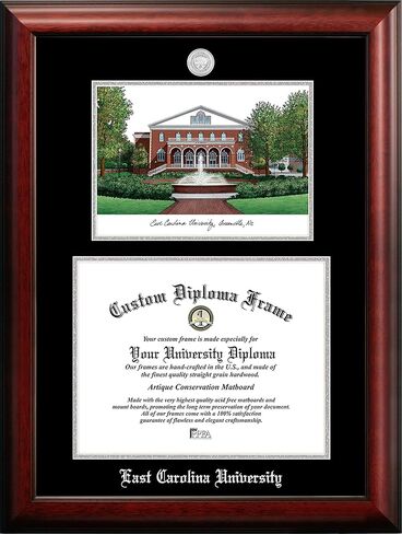 Campus Images NCAA East Carolina Pirates Unisex Silver Medallion Frame East Carolina University 14w x 11h Silver Embossed Diploma Frame Lithograph, Brown, One Size in Saudi Arabia