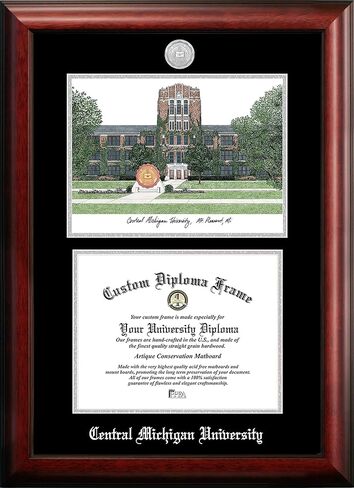 Campus Images NCAA Central Michigan Chippewas Unisex Silver Medallion Frame Central Michigan University 11w x 8.5h Silver Embossed Diploma Frame Lithograph, Brown, One Size in Saudi Arabia