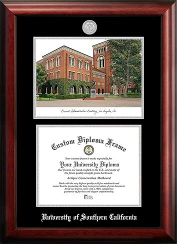 Campus Images NCAA USC Trojans Unisex Silver Medallion Frame University of Southern California 11w x 8.5h Silver Embossed Diploma Frame Lithograph, Brown, One Size in Saudi Arabia