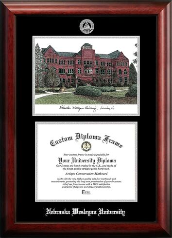 Campus Images NCAA Nebraska Wesleyan University Unisex Silver Medallion Frame Nebraska Wesleyan University 11w x 8.5h Silver Embossed Diploma Frame Lithograph, Brown, One Size in Saudi Arabia