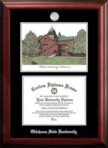 Campus Images NCAA Oklahoma State Cowboys Unisex Silver Medallion Frame Oklahoma State Cowboys 11w x 8.5h Spirit Graduate Diploma Frame and Lithograph, Brown, One Size in Saudi Arabia