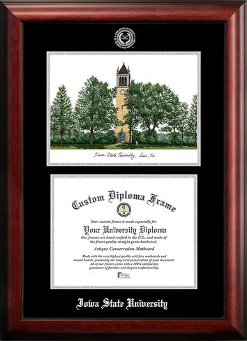 Campus Images NCAA Iowa State Cyclones Unisex Silver Medallion Frame Iowa State University 11w x 8.5h Silver Embossed Diploma Frame Lithograph, Brown, One Size in Saudi Arabia