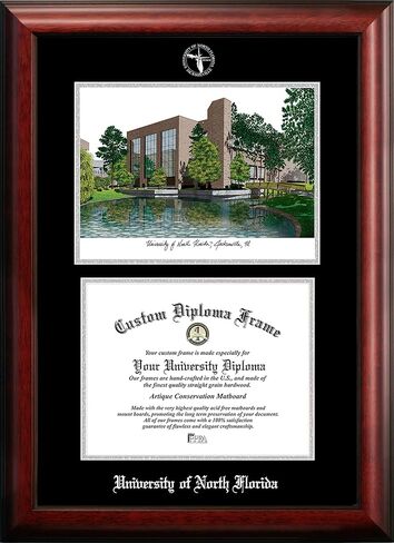 Campus Images NCAA North Florida Ospreys Unisex Silver Medallion Frame University of North Florida 11w x 8.5h Silver Embossed Diploma Frame Lithograph, Brown, One Size in Saudi Arabia
