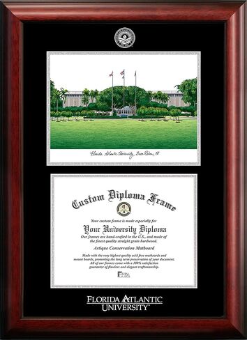 Campus Images NCAA Florida Atlantic Owls Unisex Silver Medallion Frame Florida Atlantic University 11w x 8.5h Silver Embossed Diploma Frame Lithograph, Brown, One Size in Saudi Arabia