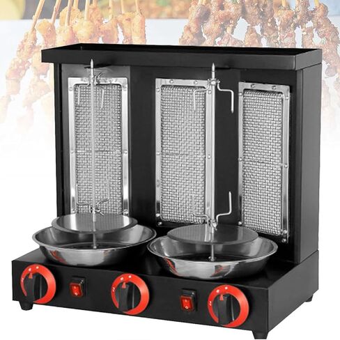 Shawarma Machine Commercial, Automatic Shawarma Machine Propane Vertical Broiler with 3 Burners, Adjustable Temperature, 360° Rotating,Black (Black) in Saudi Arabia