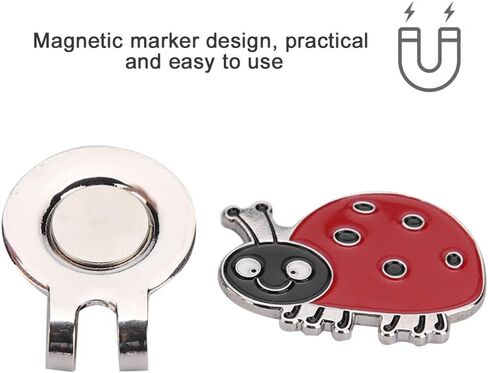 Golf Hat Clip, Magnetic Ball Aiming Marker Training Aids Accessories Removable Attaches Easily Stainless Steel Putting Alignment Tool Novelty Gift for Men Women Golfer Lovers Bags Caps Belt(Ladybug) in Saudi Arabia