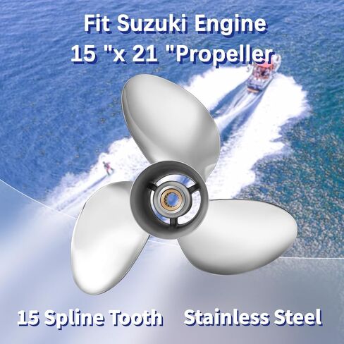 15 x 21 OEM Upgrade Stainless Steel Boat Propeller for Suzuki Engines Outboard 150-300HP, 15 Spline Tooth RH, 3 Blades in Kuwait