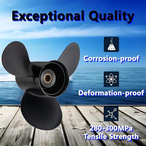 مروحة قارب خارجية من الألومنيوم 9.9 × 12 لمحركات توهاتسو وميركوري 25-30 حصان، 10 أسنان، 3R0B64525-0، متوافقة مع توهاتسو وميركوري 25 حصان 30 حصان، RH in Kuwait