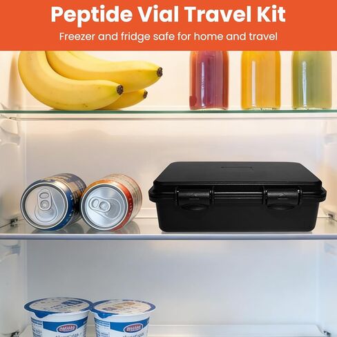 حقيبة تخزين قارورة مزدوجة لقوارير الببتيد 3 مل و30 مل، مجموعة أدوات السفر للحقن مع منظم الحقن، مناسبة للثلاجة والفريزر (أسود) in Kuwait