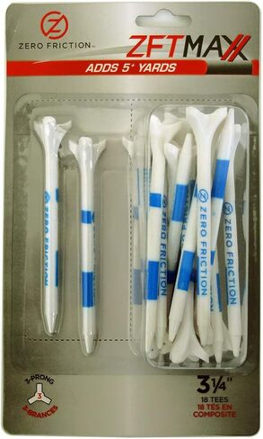 Zero Friction ZFT Maxx 3-Prong Composite Tees (White/Blue, 3.25",18pk) in Saudi Arabia