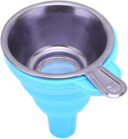 SUNGOOYUE Collapsible Stainless Steel and Silicone Filter Funnel, 3 X 3 X 0.6 Inches, with Mesh Screen for Resin and Liquid Filtering (Blue) in Saudi Arabia