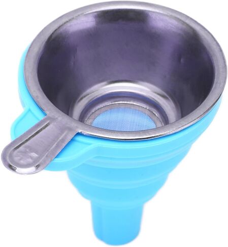 SUNGOOYUE Collapsible Stainless Steel and Silicone Filter Funnel, 3 X 3 X 0.6 Inches, with Mesh Screen for Resin and Liquid Filtering (Blue) in Saudi Arabia