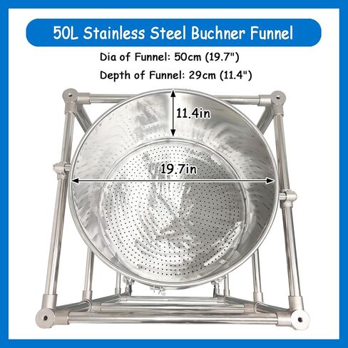 Split-Type Vacuum Filtration System 50L Vacuum Suction Filter with 304 Stainless Steel Buchner Funnel & Borosilicate Glass Flask, -0.098MPa Filtration Apparatus for Solid - Liquid Separation in Kuwait