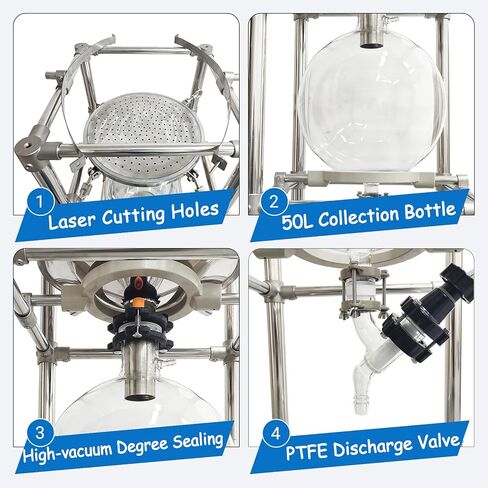 Split-Type Vacuum Filtration System 50L Vacuum Suction Filter with 304 Stainless Steel Buchner Funnel & Borosilicate Glass Flask, -0.098MPa Filtration Apparatus for Solid - Liquid Separation in Kuwait