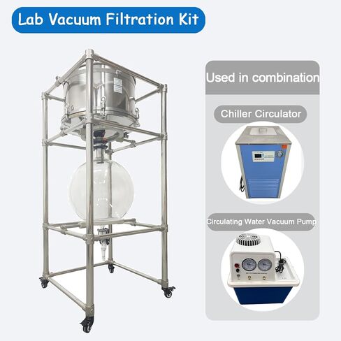 Split-Type Vacuum Filtration System 50L Vacuum Suction Filter with 304 Stainless Steel Buchner Funnel & Borosilicate Glass Flask, -0.098MPa Filtration Apparatus for Solid - Liquid Separation in Kuwait