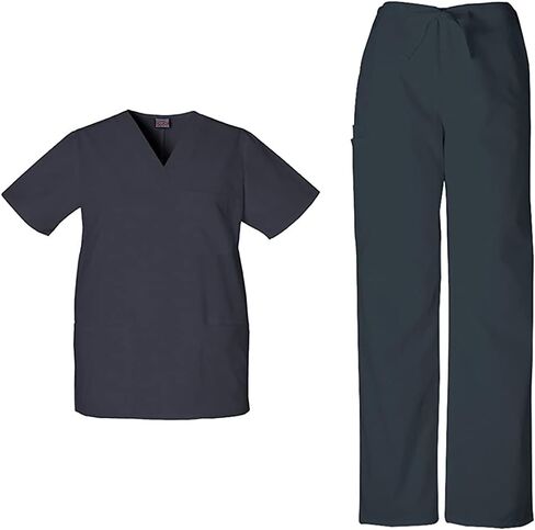 Cherokee Scrub Sets for Women and Men, 6 Pocket Medical Scrubs with V-Neck Top 4876 & Drawstring Cargo Pant 4100 in Saudi Arabia