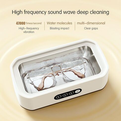Ultrasonic Jewelry Cleaner,49KHz Ultra Sonic Cleaner for Jewelry,Eyeglass,Rings,Watch Band,with Dual Cleaning Modes,22oz(650ML) 304 Stainless Steel Tank in Kuwait