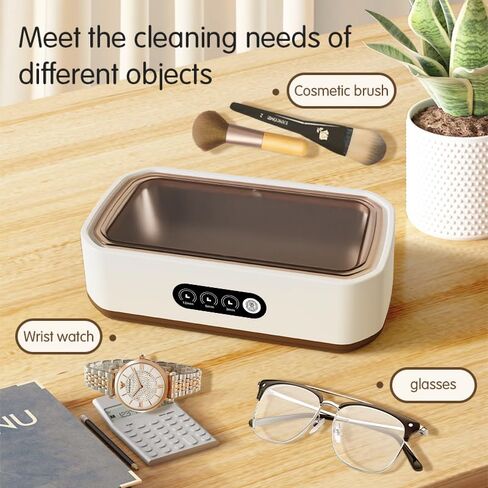Ultrasonic Jewelry Cleaner,49KHz Ultra Sonic Cleaner for Jewelry,Eyeglass,Rings,Watch Band,with Dual Cleaning Modes,22oz(650ML) 304 Stainless Steel Tank in Kuwait