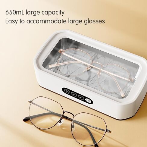 Ultrasonic Jewelry Cleaner,49KHz Ultra Sonic Cleaner for Jewelry,Eyeglass,Rings,Watch Band,with Dual Cleaning Modes,22oz(650ML) 304 Stainless Steel Tank in Kuwait
